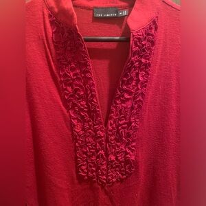 Vibrant Red Top with Puff Sleeves